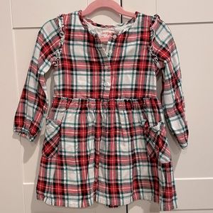 Cat + Jack Girls Holiday Dress - red, green, ivory plaid - 4T